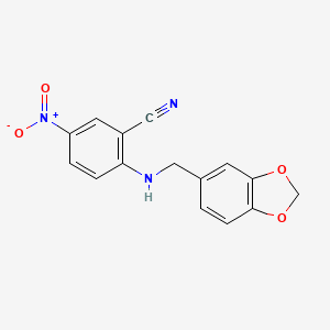 B3170672 2-[(1,3-Benzodioxol-5-ylmethyl)amino]-5-nitrobenzonitrile CAS No. 945367-11-3