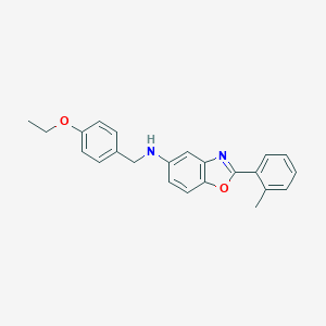 molecular formula C23H22N2O2 B317166 N-[(4-ethoxyphenyl)methyl]-2-(2-methylphenyl)-1,3-benzoxazol-5-amine 
