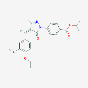 molecular formula C24H26N2O5 B317191 PROPAN-2-YL 4-[(4Z)-4-[(4-ETHOXY-3-METHOXYPHENYL)METHYLIDENE]-3-METHYL-5-OXO-4,5-DIHYDRO-1H-PYRAZOL-1-YL]BENZOATE 