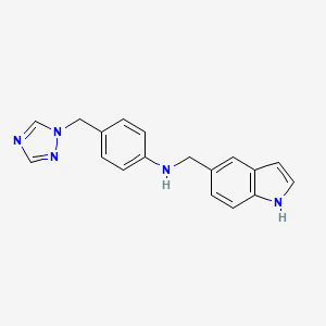molecular formula C18H17N5 B3171928 N-(1H-Indol-5-ylmethyl)-N-[4-(1H-1,2,4-triazol-1-ylmethyl)phenyl]amine CAS No. 946700-73-8