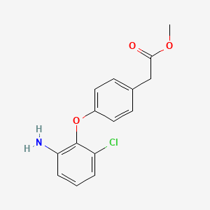 molecular formula C15H14ClNO3 B3172056 Methyl 2-[4-(2-amino-6-chlorophenoxy)phenyl]-acetate CAS No. 946714-86-9