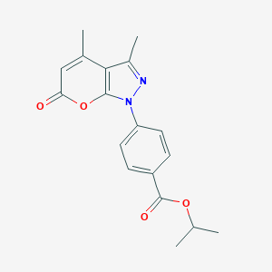 molecular formula C18H18N2O4 B317206 PROPAN-2-YL 4-{3,4-DIMETHYL-6-OXO-1H,6H-PYRANO[2,3-C]PYRAZOL-1-YL}BENZOATE 