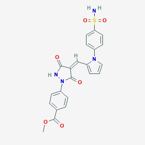 molecular formula C22H18N4O6S B317216 METHYL 4-[(4Z)-3,5-DIOXO-4-{[1-(4-SULFAMOYLPHENYL)-1H-PYRROL-2-YL]METHYLIDENE}PYRAZOLIDIN-1-YL]BENZOATE 