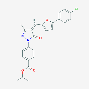 molecular formula C25H21ClN2O4 B317224 propan-2-yl 4-[(4Z)-4-{[5-(4-chlorophenyl)furan-2-yl]methylidene}-3-methyl-5-oxo-4,5-dihydro-1H-pyrazol-1-yl]benzoate 