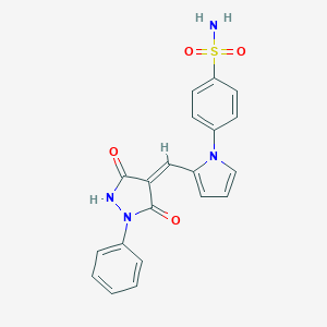 molecular formula C20H16N4O4S B317234 4-(2-{[(4Z)-3,5-DIOXO-1-PHENYLPYRAZOLIDIN-4-YLIDENE]METHYL}-1H-PYRROL-1-YL)BENZENE-1-SULFONAMIDE 