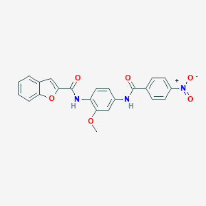 molecular formula C23H17N3O6 B317286 N-[2-METHOXY-4-(4-NITROBENZAMIDO)PHENYL]-1-BENZOFURAN-2-CARBOXAMIDE 