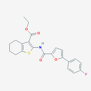 molecular formula C22H20FNO4S B317301 ethyl 2-[5-(4-fluorophenyl)furan-2-amido]-4,5,6,7-tetrahydro-1-benzothiophene-3-carboxylate 