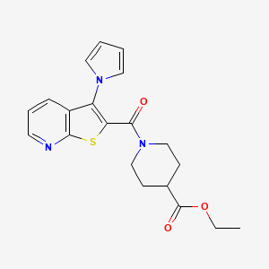 molecular formula C20H21N3O3S B3173929 ethyl 1-[3-(1H-pyrrol-1-yl)thieno[2,3-b]pyridine-2-carbonyl]piperidine-4-carboxylate CAS No. 951473-59-9