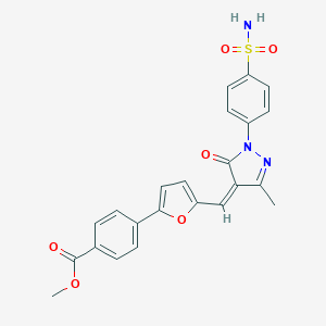 molecular formula C23H19N3O6S B317418 METHYL 4-(5-{[(4Z)-3-METHYL-5-OXO-1-(4-SULFAMOYLPHENYL)-4,5-DIHYDRO-1H-PYRAZOL-4-YLIDENE]METHYL}FURAN-2-YL)BENZOATE 
