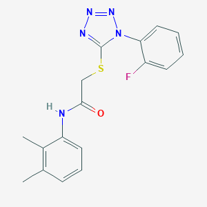 molecular formula C17H16FN5OS B317421 N-(2,3-DIMETHYLPHENYL)-2-{[1-(2-FLUOROPHENYL)-1H-1,2,3,4-TETRAZOL-5-YL]SULFANYL}ACETAMIDE 