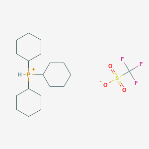 molecular formula C19H34F3O3PS B3174283 Tricyclohexylphosphonium trifluoromethanesulfonate CAS No. 952649-12-6