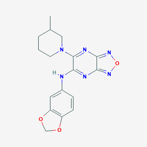 molecular formula C17H18N6O3 B317518 N-(1,3-benzodioxol-5-yl)-6-(3-methylpiperidin-1-yl)[1,2,5]oxadiazolo[3,4-b]pyrazin-5-amine 