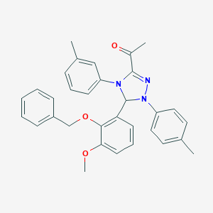 molecular formula C32H31N3O3 B317546 1-{5-[2-(benzyloxy)-3-methoxyphenyl]-4-(3-methylphenyl)-1-(4-methylphenyl)-4,5-dihydro-1H-1,2,4-triazol-3-yl}ethanone 
