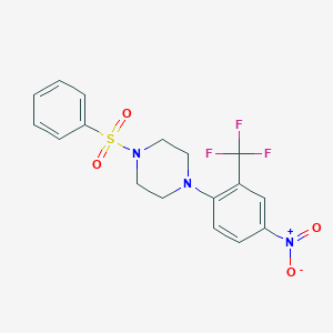 molecular formula C17H16F3N3O4S B317551 1-(Benzenesulfonyl)-4-[4-nitro-2-(trifluoromethyl)phenyl]piperazine 