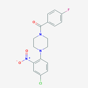 molecular formula C17H15ClFN3O3 B317557 1-{4-Chloro-2-nitrophenyl}-4-(4-fluorobenzoyl)piperazine 