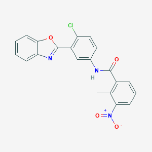 molecular formula C21H14ClN3O4 B317587 N-[3-(1,3-benzoxazol-2-yl)-4-chlorophenyl]-3-nitro-2-methylbenzamide 