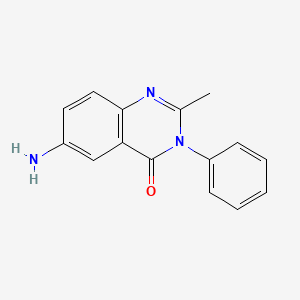 molecular formula C15H13N3O B3175938 6-Amino-2-methyl-3-phenyl-3,4-dihydroquinazolin-4-one CAS No. 961-12-6