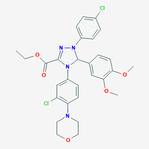 molecular formula C29H30Cl2N4O5 B317645 ethyl 4-[3-chloro-4-(4-morpholinyl)phenyl]-1-(4-chlorophenyl)-5-(3,4-dimethoxyphenyl)-4,5-dihydro-1H-1,2,4-triazole-3-carboxylate 