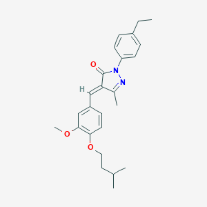 molecular formula C25H30N2O3 B317694 2-(4-ethylphenyl)-4-[4-(isopentyloxy)-3-methoxybenzylidene]-5-methyl-2,4-dihydro-3H-pyrazol-3-one 
