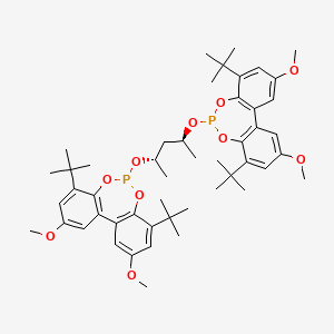 molecular formula C49H66O10P2 B3178870 (-)-6,6'-{[(1S,3S)-1,3-Dimethyl-1,3-propanediyl]bis(oxy)}bis[4,8-bis(t-butyl)-2,10-dimethoxy-bibenzo[d,f][1,3,2]dioxaphosphepin] CAS No. 852042-07-0