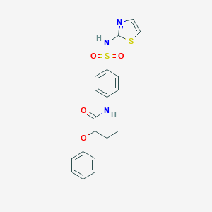 molecular formula C20H21N3O4S2 B317897 N-[4-(Thiazol-2-ylsulfamoyl)-phenyl]-2-p-tolyloxy-butyramide 