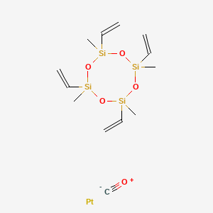 molecular formula C13H24O5PtSi4 B3179524 carbon monoxide;platinum;2,4,6,8-tetrakis(ethenyl)-2,4,6,8-tetramethyl-1,3,5,7,2,4,6,8-tetraoxatetrasilocane CAS No. 73018-55-0