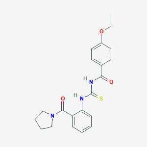 molecular formula C21H23N3O3S B317989 N-(4-ethoxybenzoyl)-N'-[2-(1-pyrrolidinylcarbonyl)phenyl]thiourea 