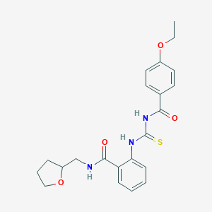 molecular formula C22H25N3O4S B318006 2-({[(4-ethoxybenzoyl)amino]carbothioyl}amino)-N-(tetrahydro-2-furanylmethyl)benzamide 