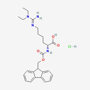molecular formula C26H35ClN4O4 B3180608 Fmoc-d-homoarg(et)2-oh hydrochloride salt CAS No. 2098497-24-4