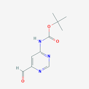 molecular formula C10H13N3O3 B3181269 tert-butyl (6-formylpyrimidin-4-yl)carbamate CAS No. 676371-31-6