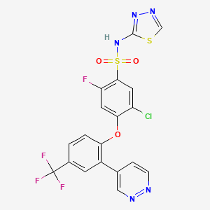molecular formula C19H10ClF4N5O3S2 B3181772 PF-05186462 CAS No. 1235406-03-7