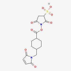 molecular formula C16H18N2O9S B3181807 1-[4-[(2,5-Dioxopyrrol-1-yl)methyl]cyclohexanecarbonyl]oxy-2,5-dioxopyrrolidine-3-sulfonic acid CAS No. 1286837-77-1