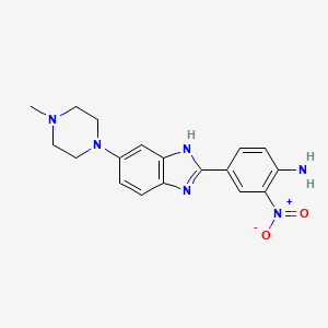 molecular formula C18H20N6O2 B3182180 4-[6-(4-Methyl-1-piperazinyl)-1H-benzimidazol-2-yl]-2-nitrobenzenamine CAS No. 23623-05-4