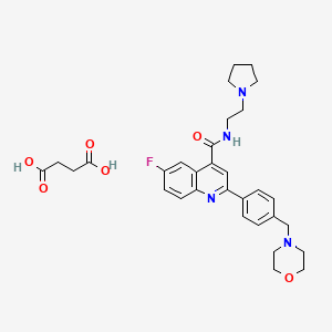 molecular formula C31H37FN4O6 B3182195 butanedioic acid;6-fluoro-2-[4-(morpholin-4-ylmethyl)phenyl]-N-(2-pyrrolidin-1-ylethyl)quinoline-4-carboxamide CAS No. 2444781-71-7