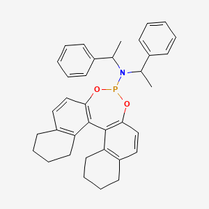molecular formula C36H38NO2P B3182327 N,N-bis(1-phenylethyl)-12,14-dioxa-13-phosphapentacyclo[13.8.0.02,11.03,8.018,23]tricosa-1(15),2(11),3(8),9,16,18(23)-hexaen-13-amine CAS No. 479413-76-8