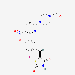 molecular formula C21H18FN5O5S B3182495 GW604714X 