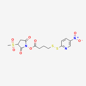 molecular formula C14H15N3O8S3 B3182537 3-(甲基磺酰基)-2,5-二氧代吡咯烷-1-基 4-((5-硝基吡啶-2-基)二硫基)丁酸酯 CAS No. 890409-86-6
