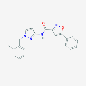 molecular formula C21H18N4O2 B318259 N-[1-(2-methylbenzyl)-1H-pyrazol-3-yl]-5-phenyl-3-isoxazolecarboxamide 