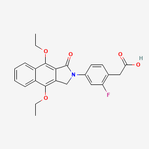 molecular formula C24H22FNO5 B3182594 {4-[4,9-Bis(ethyloxy)-1-oxo-1,3-dihydro-2H-benzo[f]isoindol-2-yl]-2-fluorophenyl}acetic acid CAS No. 945721-87-9
