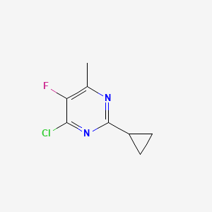 molecular formula C8H8ClFN2 B3182642 4-Chloro-2-cyclopropyl-5-fluoro-6-methylpyrimidine CAS No. 1000931-54-3
