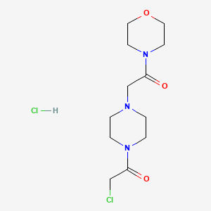 molecular formula C12H21Cl2N3O3 B3182673 2-Chloro-1-{4-[2-(morpholin-4-yl)-2-oxoethyl]piperazin-1-yl}ethan-1-one hydrochloride CAS No. 1052550-41-0