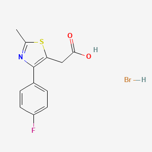 molecular formula C12H11BrFNO2S B3182708 [4-(4-Fluorophenyl)-2-methyl-1,3-thiazol-5-yl]acetic acid hydrobromide CAS No. 1171665-55-6