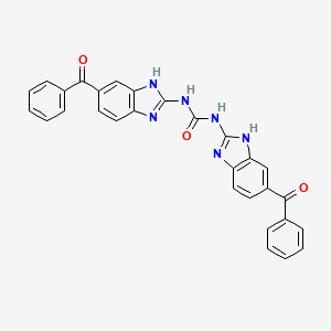 molecular formula C29H20N6O3 B3182756 N,N'-Bis(6-benzoyl-1H-benimidazol-2-yl)-urea CAS No. 129165-82-8