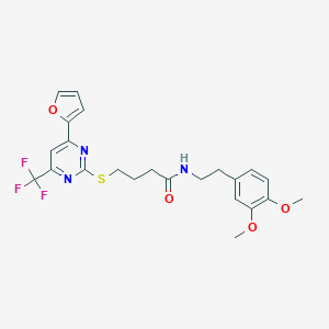 molecular formula C23H24F3N3O4S B318292 N-[2-(3,4-dimethoxyphenyl)ethyl]-4-{[4-(furan-2-yl)-6-(trifluoromethyl)pyrimidin-2-yl]sulfanyl}butanamide 