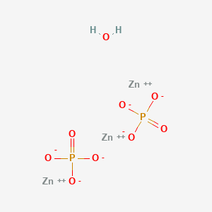 molecular formula H2O9P2Zn3 B3182954 trizinc;diphosphate;hydrate CAS No. 34807-26-6