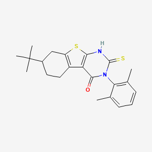 molecular formula C22H26N2OS2 B3183194 7-tert-butyl-3-(2,6-dimethylphenyl)-2-sulfanylidene-5,6,7,8-tetrahydro-1H-[1]benzothiolo[2,3-d]pyrimidin-4-one CAS No. 744227-08-5