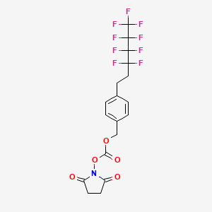 molecular formula C18H14F9NO5 B3183233 N-[4-(3,3,4,4,5,5,6,6,6-Nonafluorohexyl)benzyloxycarbonyloxy]succinimide CAS No. 825635-46-9