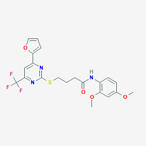 molecular formula C21H20F3N3O4S B318342 N-(2,4-dimethoxyphenyl)-4-{[4-(furan-2-yl)-6-(trifluoromethyl)pyrimidin-2-yl]sulfanyl}butanamide 