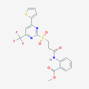 molecular formula C20H16F3N3O5S2 B318368 METHYL 2-(3-{[4-(THIOPHEN-2-YL)-6-(TRIFLUOROMETHYL)PYRIMIDIN-2-YL]SULFONYL}PROPANAMIDO)BENZOATE 