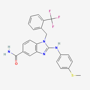 2-((4-(Methylthio)phenyl)amino)-1-(2-(trifluoromethyl)benzyl)-1H-benzo[d]imidazole-5-carboxamide